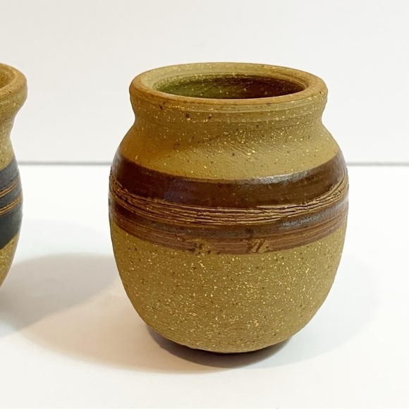 Indigenous Earthenware Small Pot Sanded Painted Pottery Signed Succulent Air 2x - Picture 4 of 13